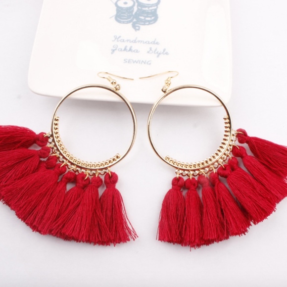 Bohemian Tassel Fringe Hook Earring - Picture 4 of 4